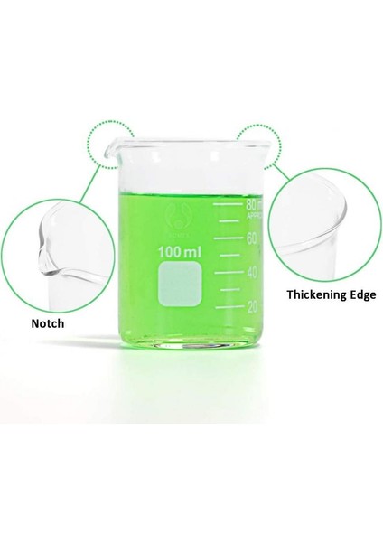 300ML Set 150ML - Duvar Beher Kimyası 5ml 250ML Borosilikat Laboratuvarı 100ML 200ML 300ML Ağır Cam 500ML Cam Damlalık 400ML Düşük Formlu (Yurt Dışından)