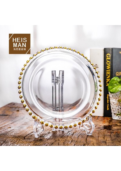 Stil 2 Solmuş Avrupa Tarzı Kristal Cam Plaka Yuvarlak Altın Boncuklar Batı Yemek Tabağı Ev Meyve Salatası Tabağı Düğün Boncuk Tabağı (Yurt Dışından) fiyatları