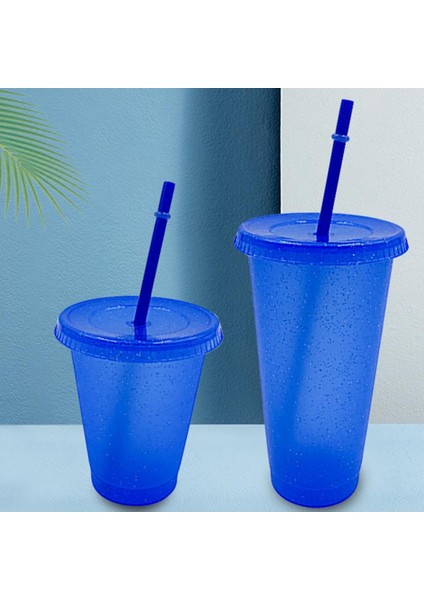 Koyu Mavi L Yetişkin Yaratıcı Su Bardağı Payetli Glitter Pp Plastik Sıcaklık Algılama Çok Özellikli Dış Mekan Için Rahat Saman Bardağı (Yurt Dışından)