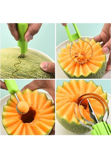 Yeşil 3 In 1 Meyve Oyma Seti Paslanmaz Çelik Kavun Topu Kepçe Tohum Sökücü Karpuz Bıçağı Kazma Hamuru Ayırıcı Meyve Kesme Aletleri (Yurt Dışından) fırsatları