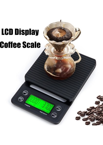 Siyah 3kg 0.1g Hassas Elektronik Terazi LCD Arka Işık Ekran Kahve Dengesi Zamanlayıcı Dijital Ağırlık Gramera Silikon Ped ile Mutfak Için (Yurt Dışından) fiyatları