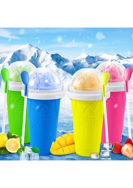 Opp Torba Yeşil 300ML Kapasiteli Slushy Cup Yaz Sıkma Ev Yapımı Meyve Suyu Su Şişesi Hızlı Dondurulmuş Smoothie Kum Kupası Tutam Hızlı Soğutma Sihirli Dondurma (Yurt Dışından)