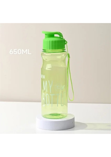 Yeşil 650ML 650ML Su Bardağı Spor Su Şişesi Çift Su Bardağı Plastik Taşınabilir Su Deposu Anti-Damla Açık Halat Su Şişesi Hediye Kupa (Yurt Dışından)
