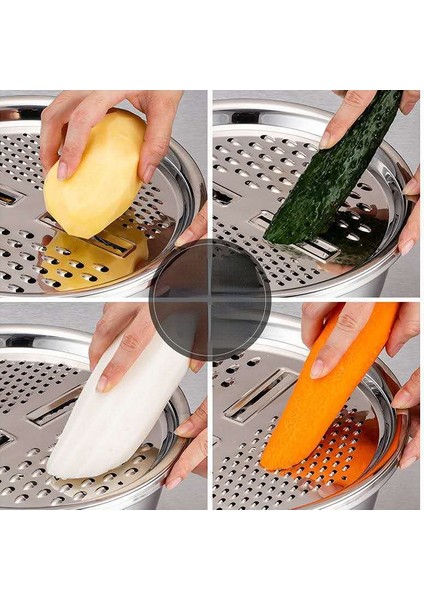 3 In 1 Sebze Dilimleme Kesici Drenaj Sepeti Paslanmaz Çelik Sebze Jülyen Rende Salata Yapımcısı Kase (Yurt Dışından) fiyatları