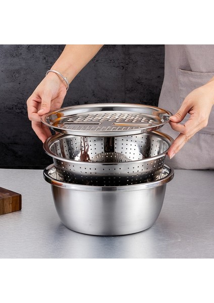 3 In 1 Sebze Dilimleme Kesici Drenaj Sepeti Paslanmaz Çelik Sebze Jülyen Rende Salata Yapımcısı Kase (Yurt Dışından) fırsatları