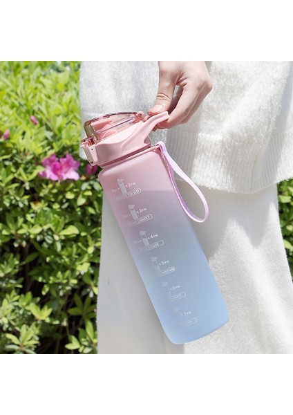 Starw 1 Adet 1l 1 Litre Su Pipetli Şişe Kadın Kızlar Büyük Taşınabilir Seyahat Şişeleri Spor Spor Fincan Yaz Soğuk Su Zaman Ölçeği ile (Yurt Dışından)
