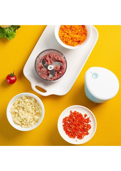 Beyaz Elektrikli Mini Sarımsak Doğrayıcı, Mini Doğrayıcı Mutfak Robotu Blender, Doğrayın Soğan Zencefil Sebze Biber Baharat Et, 350ML (Yurt Dışından) fırsatları