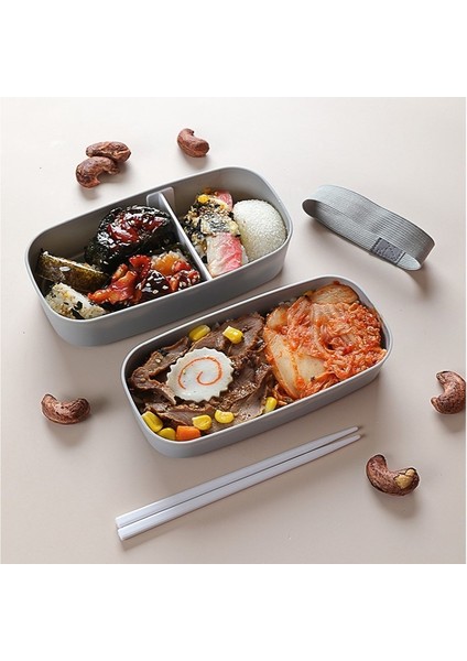 Pk Yeni Çift Katmanlı Bento Kutusu Taşınabilir Sızdırmaz Gıda Saklama Kabı Mühürlü Piknik Okul Ofis Yemek Kabı Mikrodalgada (Yurt Dışından)