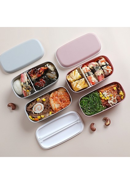 Pk Yeni Çift Katmanlı Bento Kutusu Taşınabilir Sızdırmaz Gıda Saklama Kabı Mühürlü Piknik Okul Ofis Yemek Kabı Mikrodalgada (Yurt Dışından) modelleri
