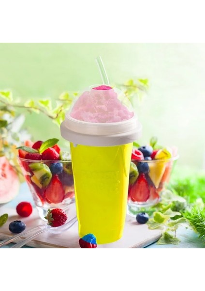 Yl Tutam Buz Bardağı Dıy Milkshake Fincan Silikon Çift Katmanlı Ev Yapımı Dondurma Milkshake Meyve Suyu Fincanı Yaz Soğuk Slushy Bardak (Yurt Dışından)