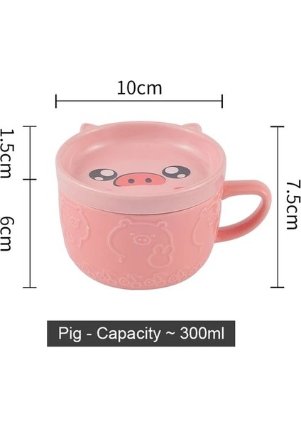Domuz 300-450 ml Seramik Sevimli Kedi Fincan Shiba Inu Kahve Fincanları Kapaklı Kupa Kişilik Hediye Ev Karikatür Kawaii Çocuk Kahvaltı Yulaf Sütü Kupalar (Yurt Dışından)