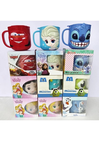 Olaf-Abs 260ML (Kutulu) Disney Mickey Stitch Çocuk Kapaklı Bardak Süt Kupa Dondurulmuş Elsa 3D Çizgi Film Ev Içme Bardağı Ağız Fırçalama Bardağı Çocuk Su Bardağı (Yurt Dışından)