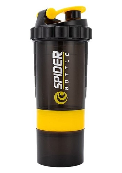Sarı 550ML 3 Katmanlı Shaker Protein Şişesi 550ML Peynir Altı Suyu Tozu Blender Kupası Sevimli Su Şişesi Spor Fitness Shakel Şişeleri Vaso Shaker Gym (Yurt Dışından)