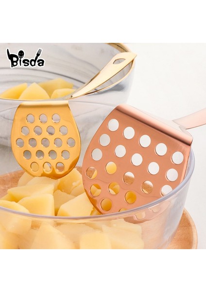 B-Rose Gold L 1/2 Adet Patates Kırıcı Paslanmaz Çelik Pürüzsüz Patates Püresi Meyve Sebze Aracı Pres Kırıcı Mutfak Aracı (Yurt Dışından)