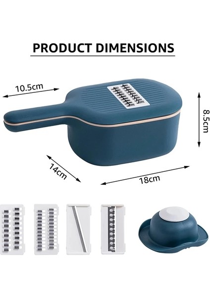 Açık Mavi Çok Fonksiyonlu Parçalayıcı Patates Salatalık Havuç Dilimleme Parçalama Rende Filtre ile Mutfak Meyve ve Sebze Dilimleme Aracı (Yurt Dışından)