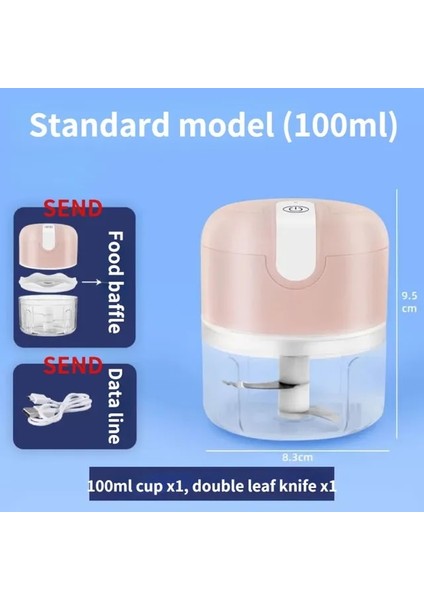 Pembe 100 ml Sağlam Dayanıklı Elektrikli Mini Sarımsak Kıyıcı Ezilmiş Zencefil Çok Fonksiyonlu Mutfak Robotu Kablosuz Elektrikli Pişirme Makinesi (Yurt Dışından)