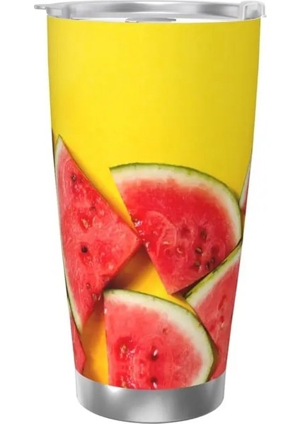 Stil 7 Suluboya Karpuz Desen Baskılı 20 Oz Tumbler Yalıtımlı Tumbler Seyahat Kupa Paslanmaz Çelik Bardak Kahve Kapaklı Kupa Hediye (Yurt Dışından)