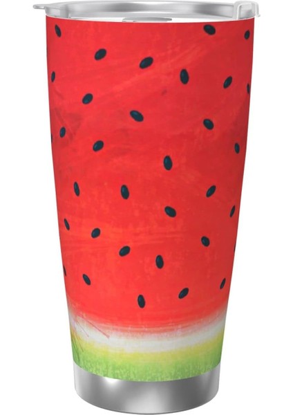 Stil 7 Suluboya Karpuz Desen Baskılı 20 Oz Tumbler Yalıtımlı Tumbler Seyahat Kupa Paslanmaz Çelik Bardak Kahve Kapaklı Kupa Hediye (Yurt Dışından) fırsatları