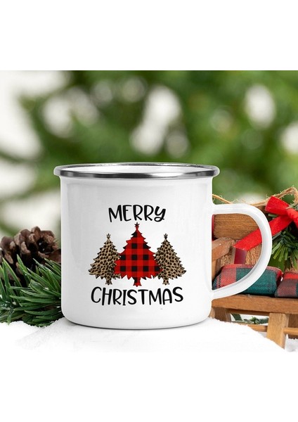 UXH102185-A015WH-8 Sıcak Kakao Noel Emaye Kupa Noel Baba ve Ren Geyiği Sıcak Çikolata Kupa Noel Arifesi Kutusu Dolgu Noel Bardak Tatil Hediyesi (Yurt Dışından)
