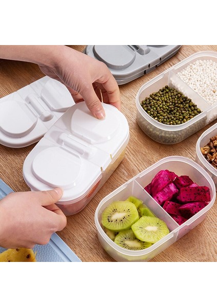 Gri Çift Bölmeli Kapaklı Gıda Kurutulmuş Meyve Sızdırmazlık Kavanoz Çok Fonksiyonlu Mutfak Buzdolabı Plastik Saklama Kavanozu (Yurt Dışından)