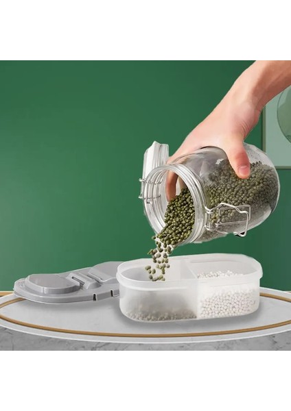 Gri Çift Bölmeli Kapaklı Gıda Kurutulmuş Meyve Sızdırmazlık Kavanoz Çok Fonksiyonlu Mutfak Buzdolabı Plastik Saklama Kavanozu (Yurt Dışından) modelleri
