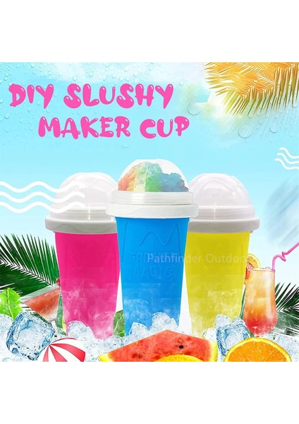 Mavi Buz Yapıcı Bardak 500 ml Smoothies Bardak Dıy Dondurma Hızlı Dondurulmuş Silikon Sıkma Bardak Soğutma Milkshake Slushy Makinesi Su Şişesi (Yurt Dışından)