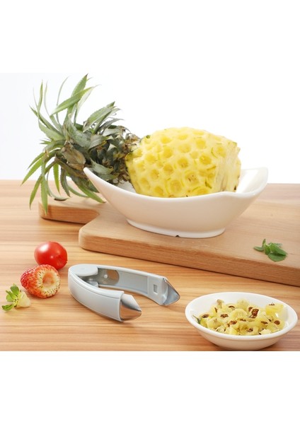 Açık Gri Ananas Tart Dilimleme Kesici Ananas Göz Sökücü Klip Çilek Soyucu Meyve Soyucu Paslanmaz Çelik Mutfak Bıçağı Alet (Yurt Dışından) indirimleri