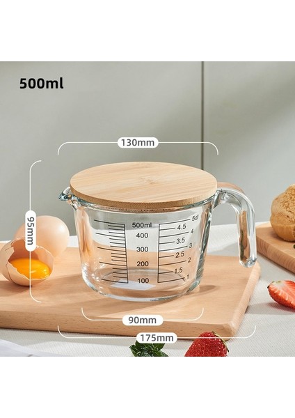 500ML Kapaklı ml Gıanxı Yüksek Borosilikat Cam Ölçüm Kabı Sürahi Şeffaf Süt Kupası Pişirme Pişirme Mutfak Aksesuarları Büyük Kapasiteli (Yurt Dışından)