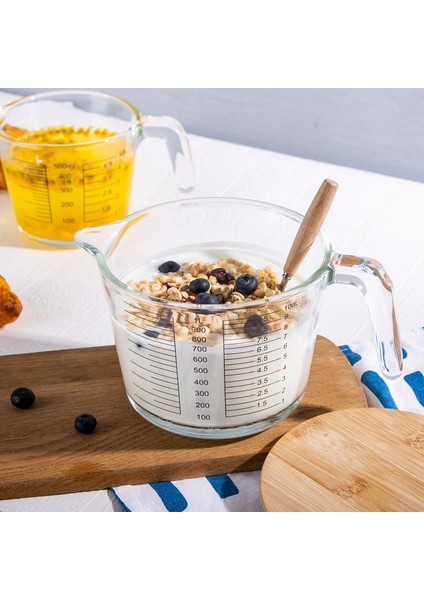 500ML Kapaklı ml Gıanxı Yüksek Borosilikat Cam Ölçüm Kabı Sürahi Şeffaf Süt Kupası Pişirme Pişirme Mutfak Aksesuarları Büyük Kapasiteli (Yurt Dışından)