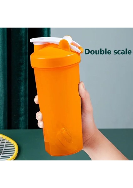 600 ml Turuncu 600 ml Protein Tozu Shaker Şişesi Ölçekli Taşınabilir Su Şişesi Protein Tozu Shaker Bardak Spor Salonu Ffitness Shaker Slushy Fincan (Yurt Dışından)