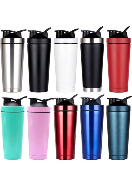 12 750ML 750ML Spor Salonu Spor Taşınabilir Su Şişesi Paslanmaz Çelik Çift Duvar Vakum Yalıtımlı Protein Shaker Su Şişesi (Yurt Dışından)