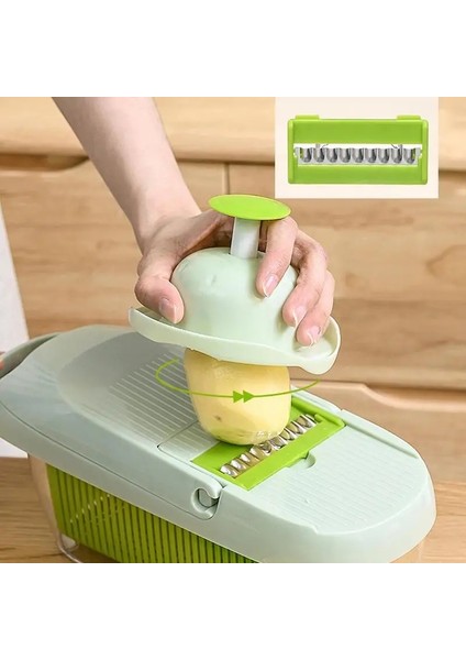 Yeşil Manuel Sebze Kesicisi Paslanmaz Çelik Bıçaklar Çok Fonksiyonlu Meyve Kesici Kıyıcı Öğütücü Mutfak Peynir Dilimleme Rende Parçalayıcı (Yurt Dışından) indirimleri