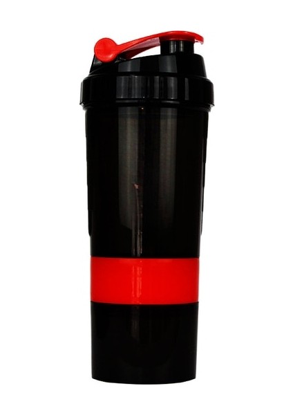 Kırmızı 500ML 3 Katmanlar Shaker Protein Şişesi Toz Shake Kupası Su Şişesi Plastik Karıştırma Kabı Vücut Geliştirme Egzersiz Şişesi (Yurt Dışından)