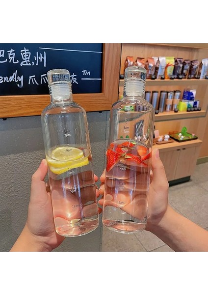 700ML Şeffaf Su Şişesi 500/700ML Şeffaf Plastik Su Şişesi Zaman Işaretleyici Yaratıcı Büyük Kapasiteli Sızdırmaz Süt Kupası Drinkware Çocuk Okul Spor Salonu Spor (Yurt Dışından)