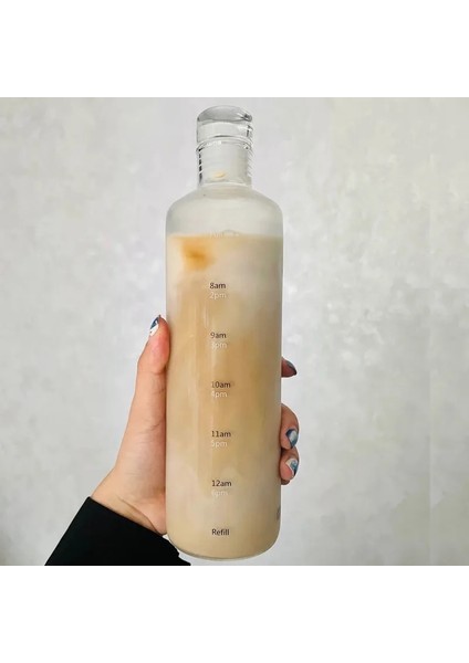 700ML Şeffaf Su Şişesi 500/700ML Şeffaf Plastik Su Şişesi Zaman Işaretleyici Yaratıcı Büyük Kapasiteli Sızdırmaz Süt Kupası Drinkware Çocuk Okul Spor Salonu Spor (Yurt Dışından)
