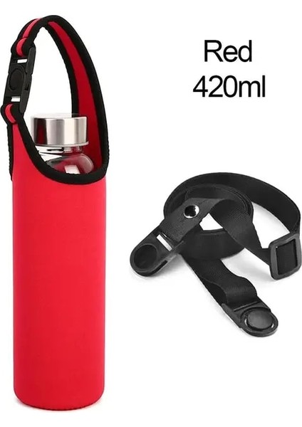 RED-420 ml Sıcak 1 Pc Taşınabilir Su Şişesi Kapağı Ayarlanabilir Askıları ile Neopren Vakum Bardak Kol Omuz Askısı Şişe Taşıyıcı Kılıfı Tutucu (Yurt Dışından)
