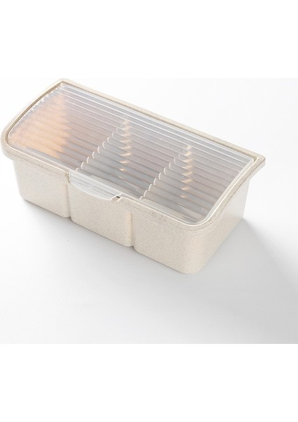 Bej-3grid Baharat Kutusu Çeşni Saklama Kabı Raf Baharat Kavanoz 4 Hücreli Kaşık Baharat Kutusu Saklama Kabı Baharat Için Çeşni Kavanozları (Yurt Dışından)
