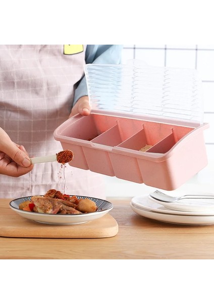 Bej-3grid Baharat Kutusu Çeşni Saklama Kabı Raf Baharat Kavanoz 4 Hücreli Kaşık Baharat Kutusu Saklama Kabı Baharat Için Çeşni Kavanozları (Yurt Dışından) indirimleri