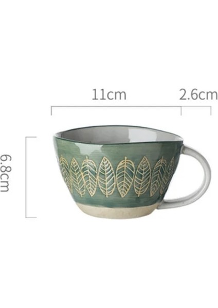 D Japon Pastoral Seramik Kahve Kupa Ev Kahvaltı Süt Yulaf Ezmesi Fincan Yaratıcı Retro Kabartmalı Ofis Çay Bardağı Drinkware (Yurt Dışından)