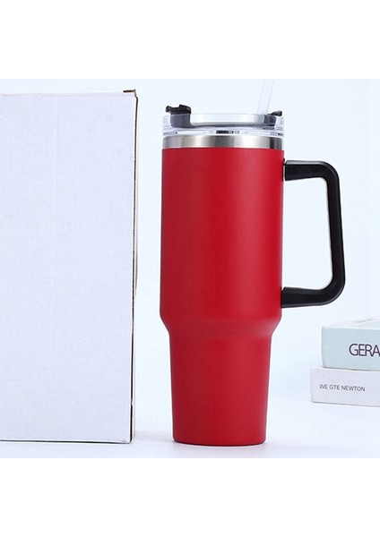 Pembe 40 Oz Tumbler Saplı ve Saman Kapaklı Paslanmaz Çelik Yalıtımlı Bardak Sıcak ve Soğuk Içecekler Için Seyahat Kupa (Yurt Dışından)