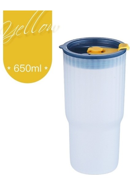 06 650ML 650ML Plastik Saman Su Bardağı Silikon Kapaklı Kahve Fincanı Öğrenci Yaratıcı Yaz Araba Taşınabilir Süt Çay Bardağı Çift Içme Şişesi Yenı (Yurt Dışından)