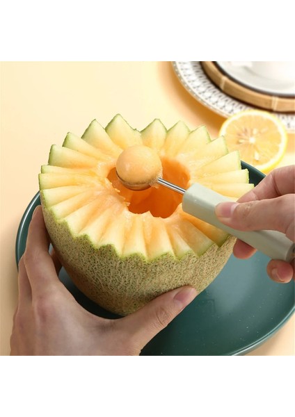 Yeşil 3 In 1 Meyve Oyma Bıçağı Paslanmaz Çelik Meyve Tabağı Çift Kafa Karpuz Topu Kazıcı Meyve Topu Kaşık Mutfak Aksesuarları (Yurt Dışından) fırsatları