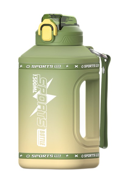 Yeşil Degrade 1.5l Ycalley Spor Su Şişesi 1.5 Litre Silikon Saman Su Şişesi 2.3 Litre Büyük Şişeler Taşınabilir Seyahat Şişe Spor Spor Fincan (Yurt Dışından)