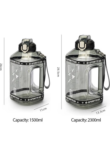 Yeşil Degrade 1.5l Ycalley Spor Su Şişesi 1.5 Litre Silikon Saman Su Şişesi 2.3 Litre Büyük Şişeler Taşınabilir Seyahat Şişe Spor Spor Fincan (Yurt Dışından)
