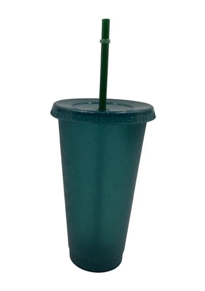 Büyük-Koyu Yeşil 400-700ML 480/700ML Flaş Su Pipetli Şişe Glitter Straw Cup Plastik Yeniden Kullanılabilir Kahve Kupa Içme Bardağı Meyve Suyu Bar Açık Drinkware (Yurt Dışından)