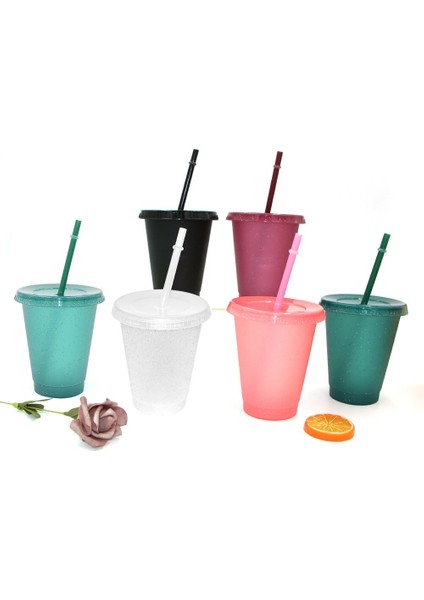 Büyük-Koyu Yeşil 400-700ML 480/700ML Flaş Su Pipetli Şişe Glitter Straw Cup Plastik Yeniden Kullanılabilir Kahve Kupa Içme Bardağı Meyve Suyu Bar Açık Drinkware (Yurt Dışından) indirimleri