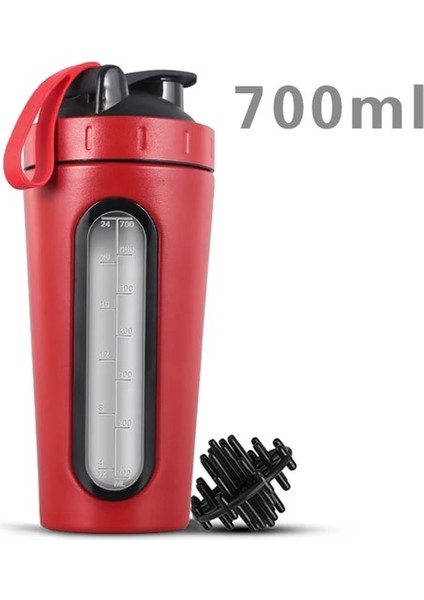 Kırmızı Shaker Şişesi 700 M / 28 Oz Paslanmaz Çelik Shaker Şişesi, Çırpma Topu Peynir Altı Suyu Proteini Su Şişesi Sızdırmaz Spor Salonu Mikser Spor Shaker, Win ile (Yurt Dışından) fiyatları