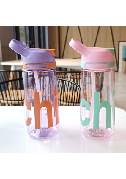 Beyaz 450ML Sevimli Kore Su Pipetli Şişe Saplı Bpa 450/550ML Büyük Kapasiteli Plastik Kahve Süt Suyu Taşınabilir Içme Şişesi (Yurt Dışından)