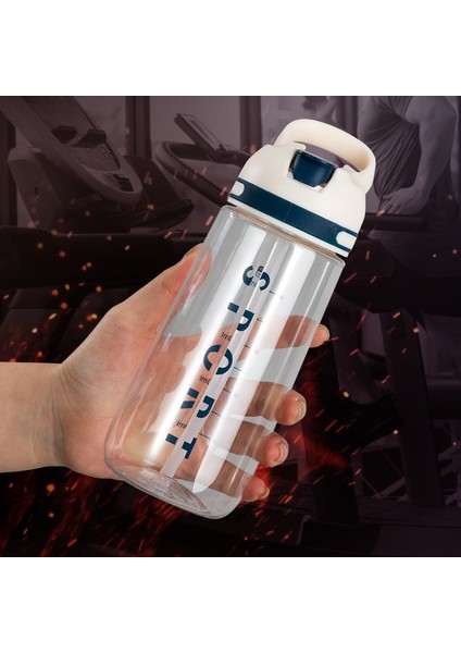 Beyaz 450ML Sevimli Kore Su Pipetli Şişe Saplı Bpa 450/550ML Büyük Kapasiteli Plastik Kahve Süt Suyu Taşınabilir Içme Şişesi (Yurt Dışından)