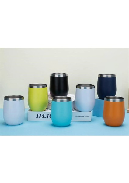 Pembe Kırmızı 301-400 ml Paslanmaz Çelik Şarap Bardakları Kapaklı 12 Oz Yalıtımlı Şarap Bardağı Köksüz Çift Duvar Vakum Şarap Bardağı Kahve (Yurt Dışından) fırsatları